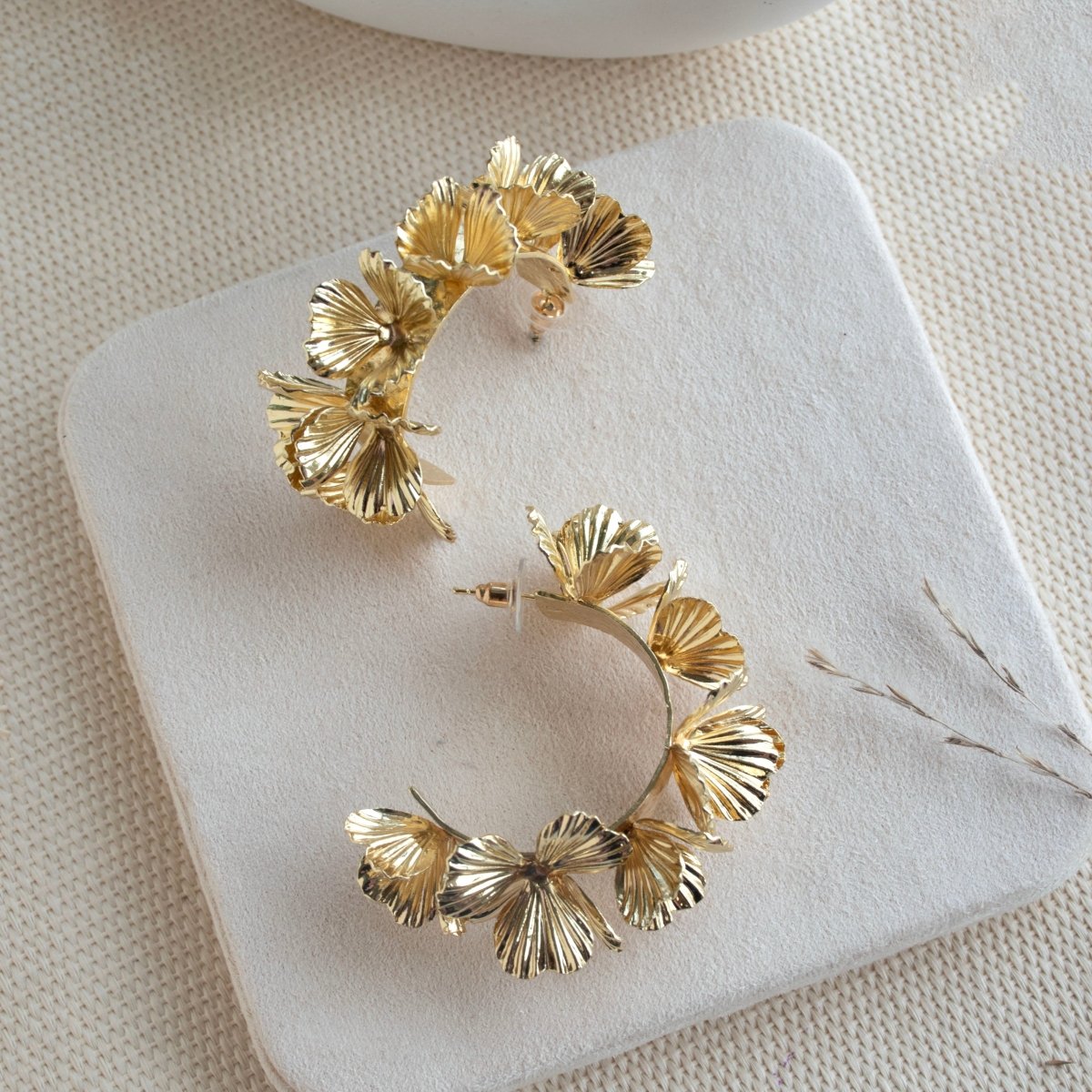Hibiscus Gilded Hoop Earrings - Upakarnaproduct_type