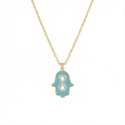 Infinite Hamsa Necklace, golden