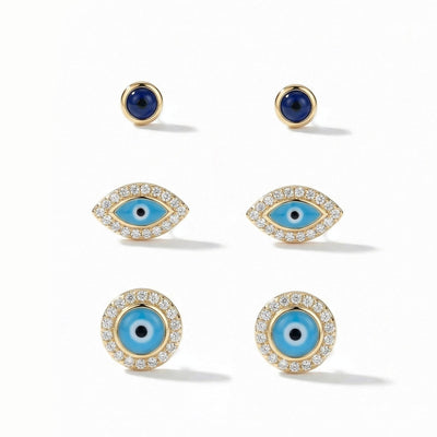 Minimal Evil Eye Stud Earring Stack