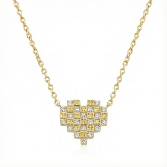 Mosaic Heart Necklace, golden