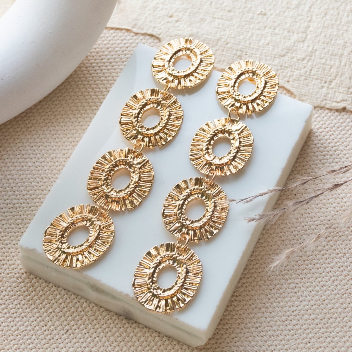 Multi - Oval Statement Earrings - Upakarnaproduct_type