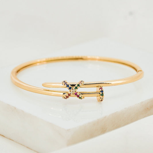 Multicolored Nail Bangle, golden