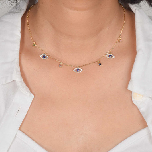 Mystic Eye shaped Evil Eye Choker, golden