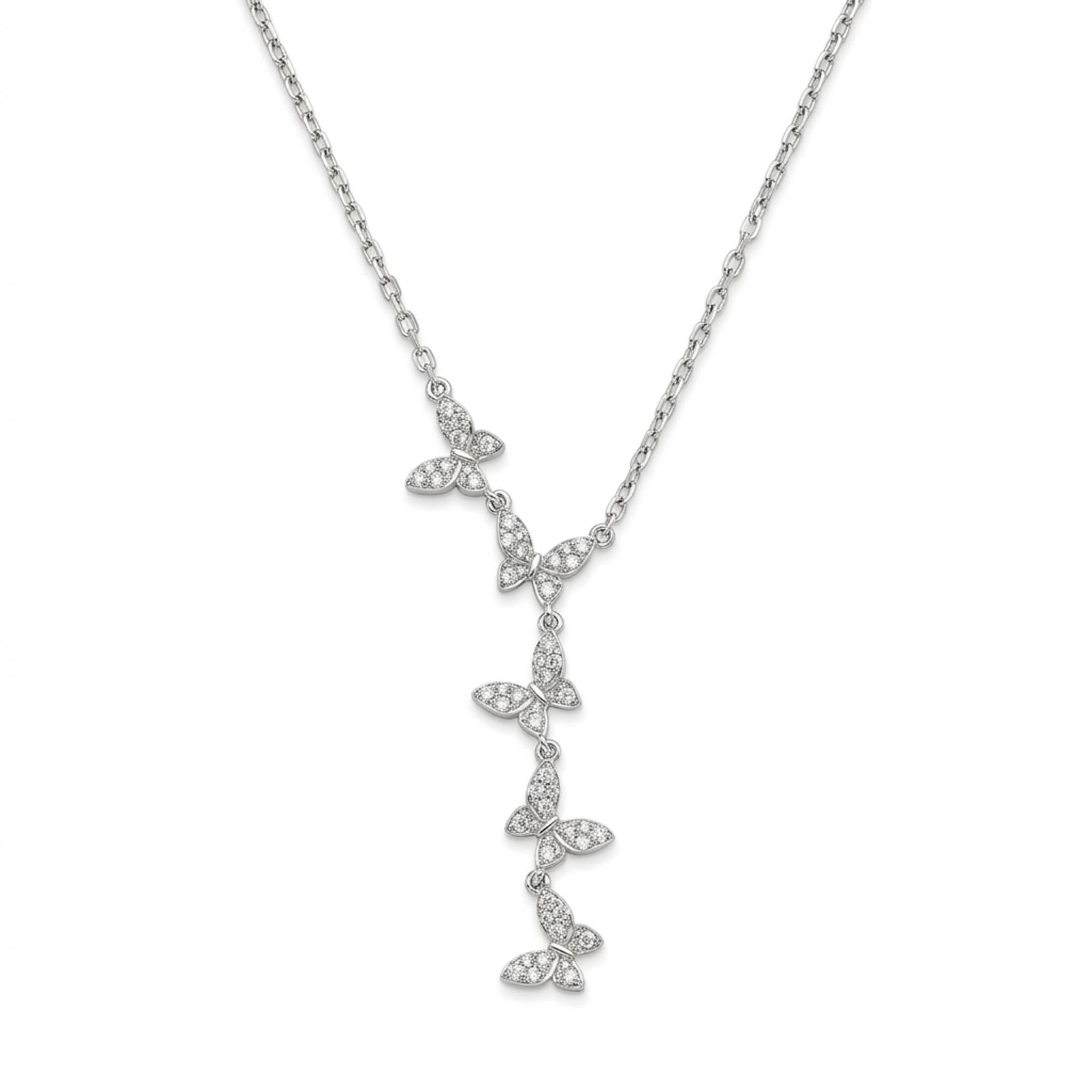 Butterfly Cascade 925 Sterling Silver Necklace