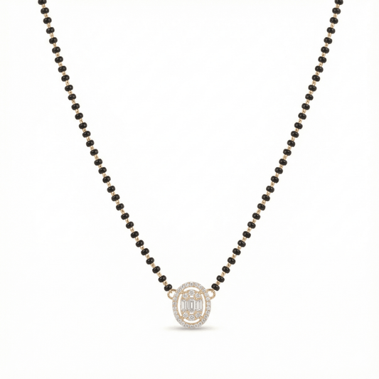 Oval Diamond Mangalsutra Necklace