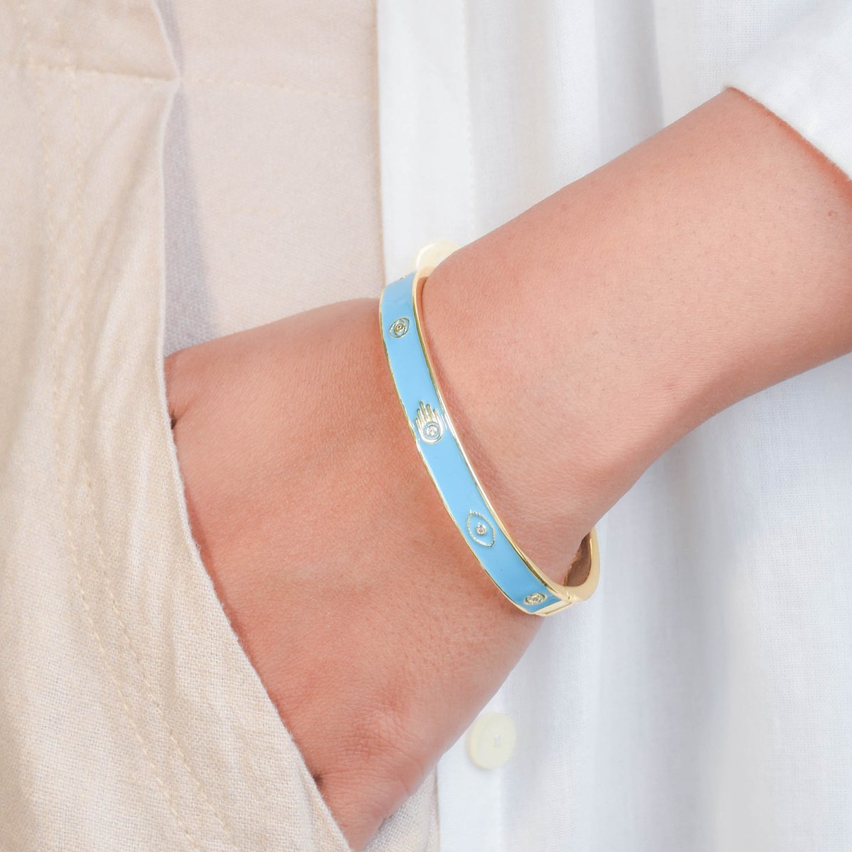 Pastel Hamsa Evil Eye Bangle - Upakarnaproduct_type