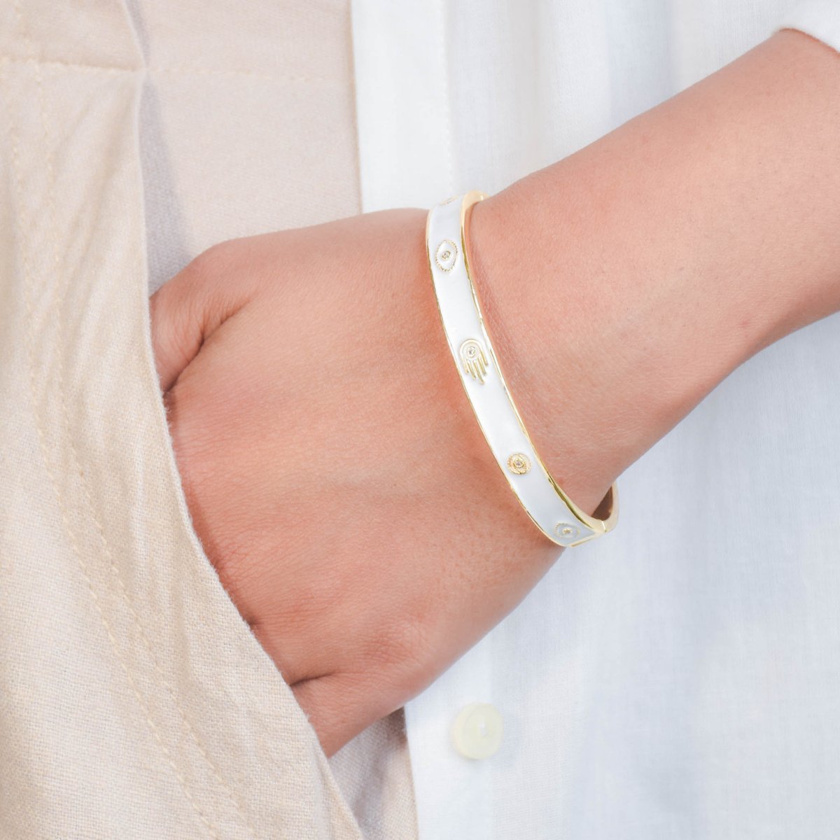 Pastel Hamsa Evil Eye Bangle - Upakarnaproduct_type