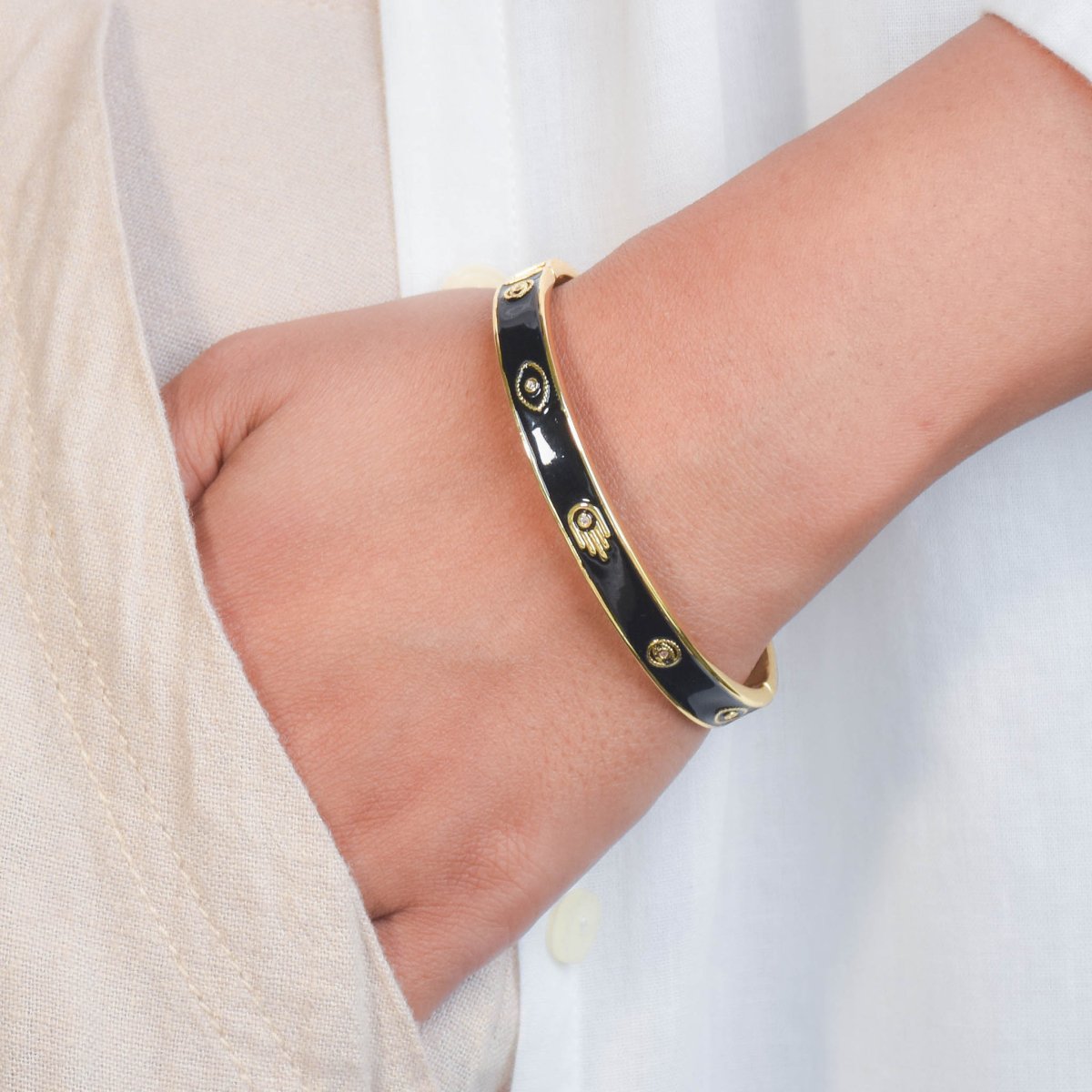 Pastel Hamsa Evil Eye Bangle - Upakarnaproduct_type