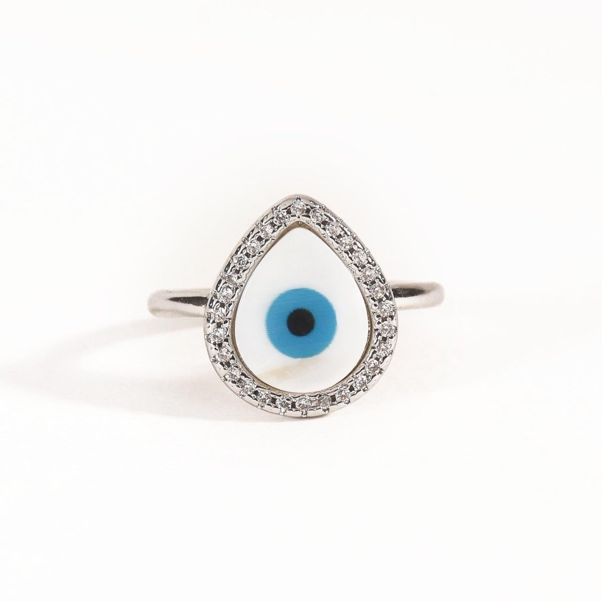Pear Studded Evil Eye Ring - Upakarnaproduct_type