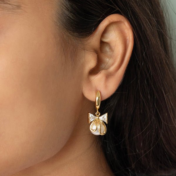 Pearl Bow Crystal Danglers - Upakarnaproduct_type