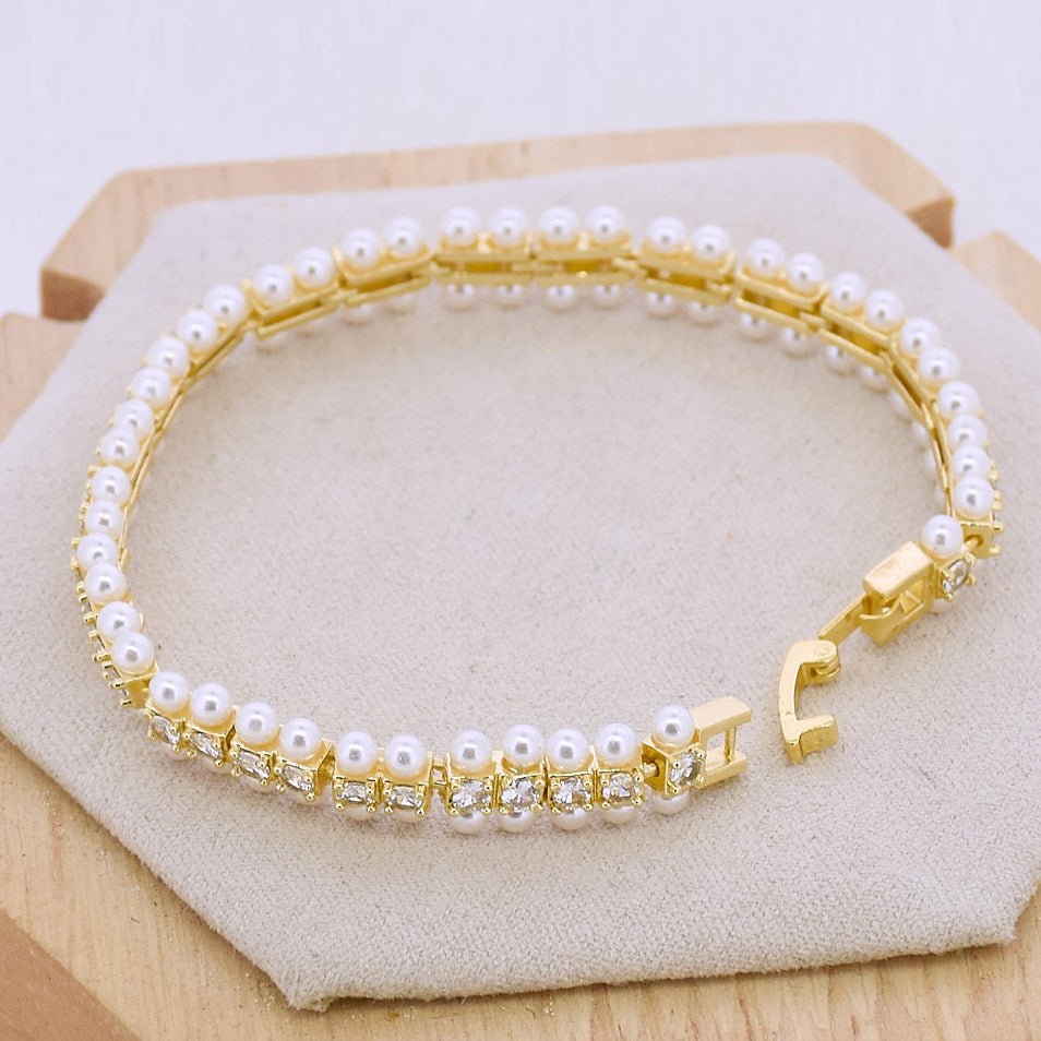 Pearl Diamond Tennis Bracelet - Upakarnaproduct_type