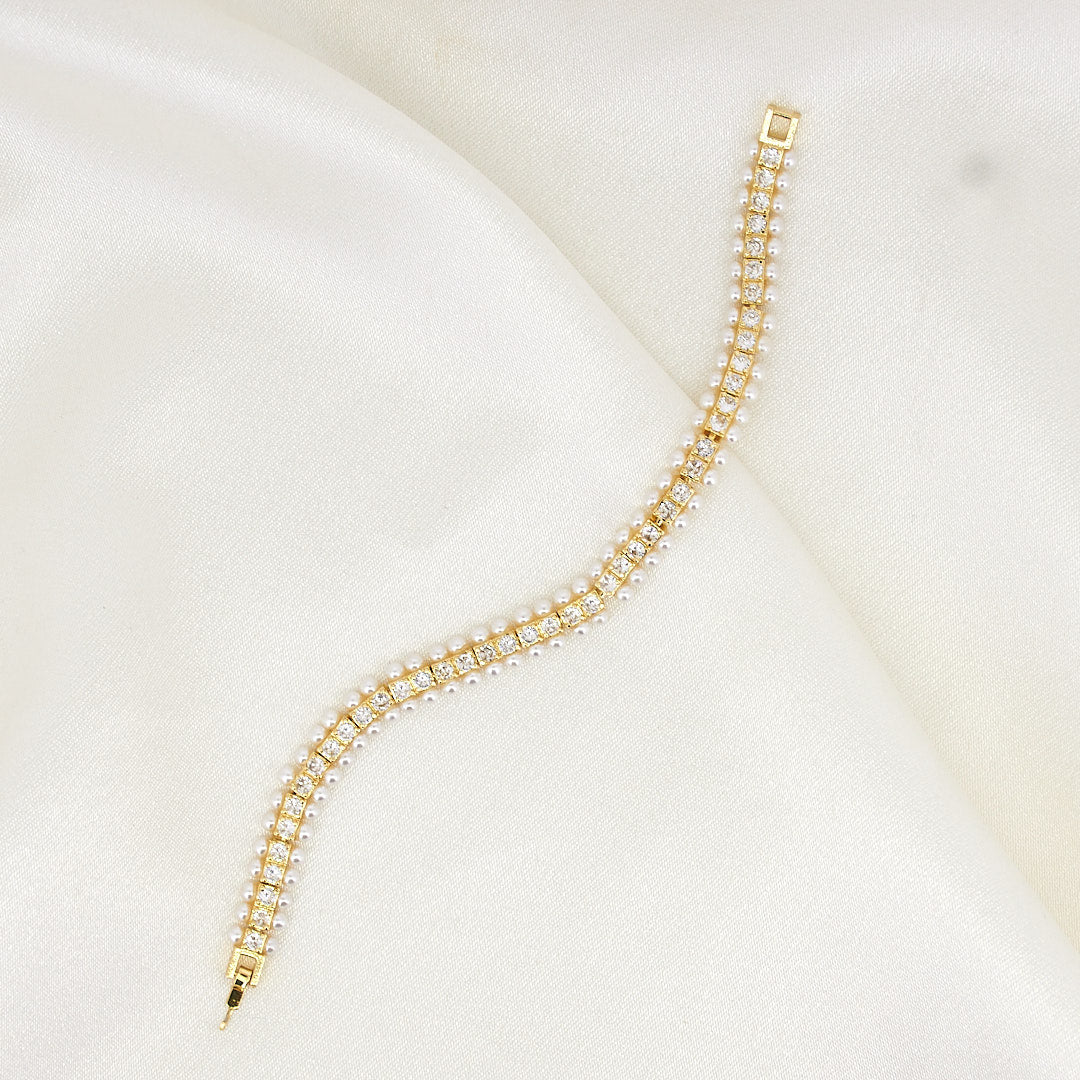 Pearl Diamond Tennis Bracelet - Upakarnaproduct_type