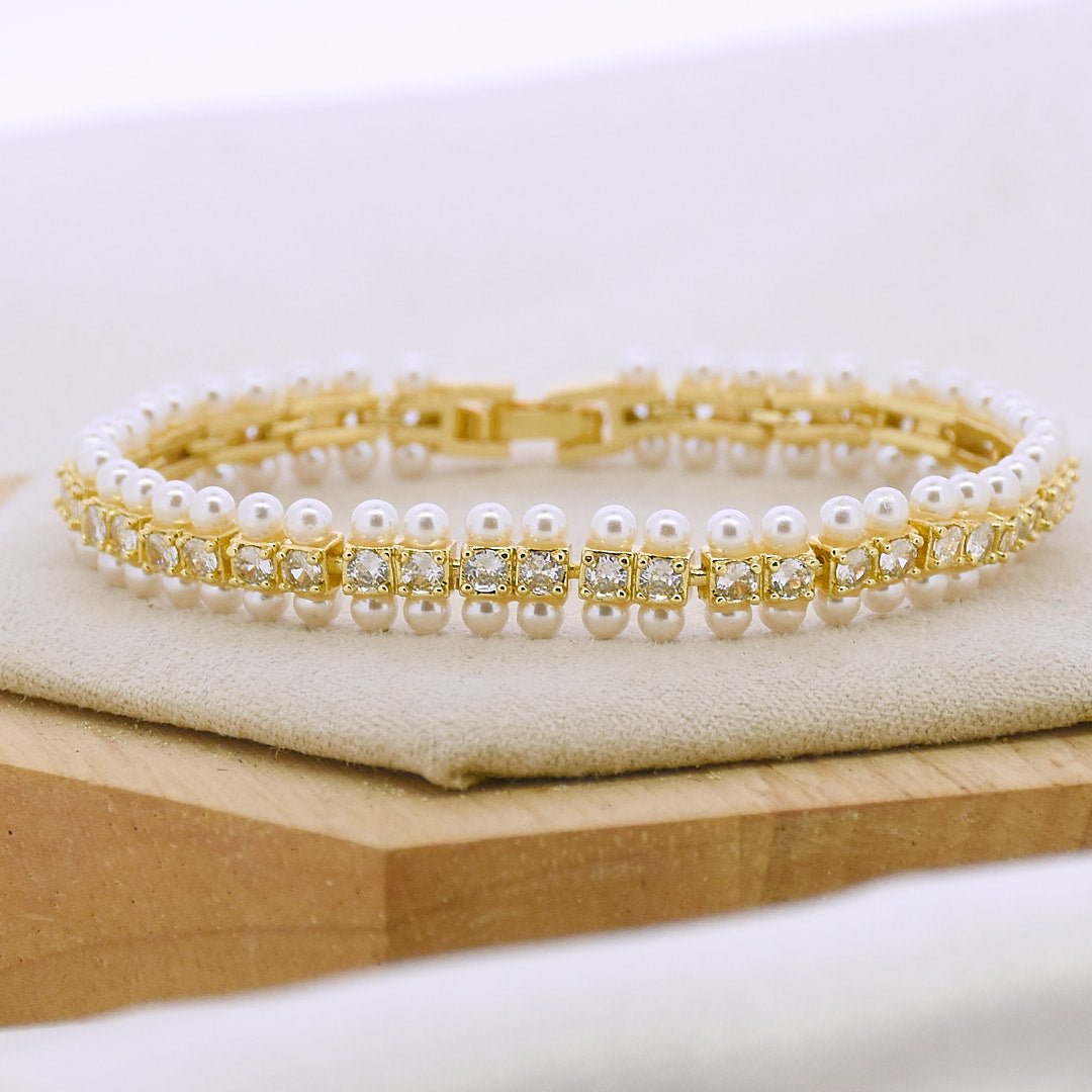 Pearl Diamond Tennis Bracelet - Upakarnaproduct_type