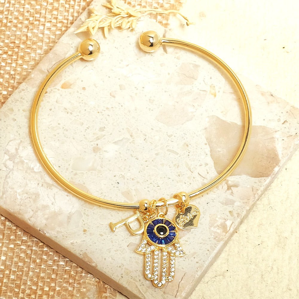 Personalized Initial Hamsa Bracelet + Gift Box - Upakarnaproduct_type