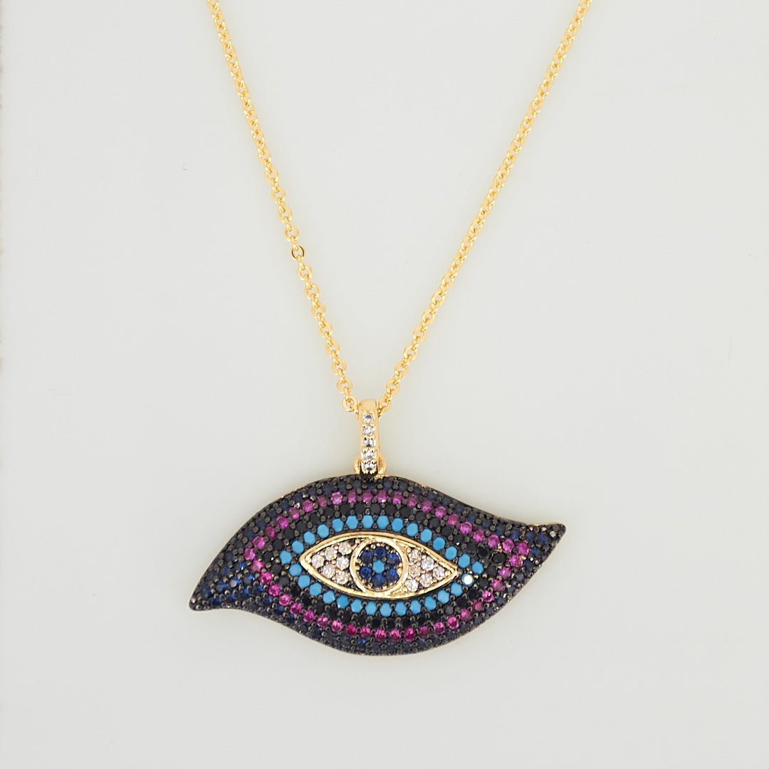 Purple Studded Evil Eye Necklace - Upakarnaproduct_type