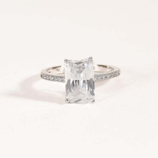 Rectangular Diamond Ring, silver