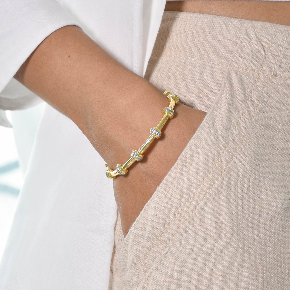 Rhinestone Node Bangle & Ring Set - Upakarnaproduct_type