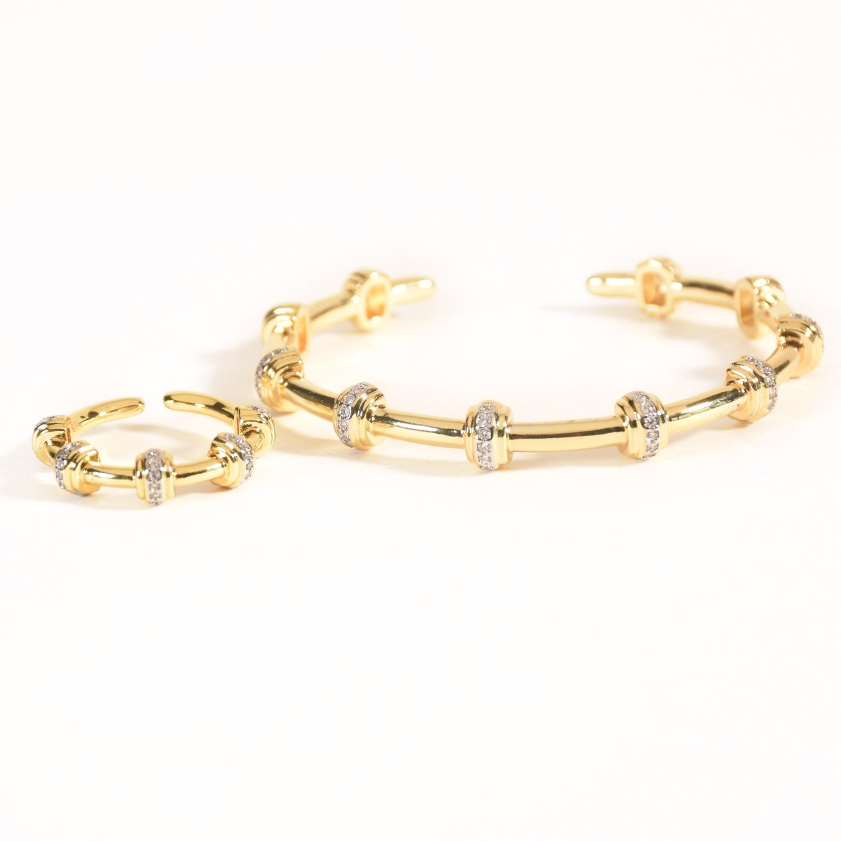 Rhinestone Node Bangle & Ring Set - Upakarnaproduct_type