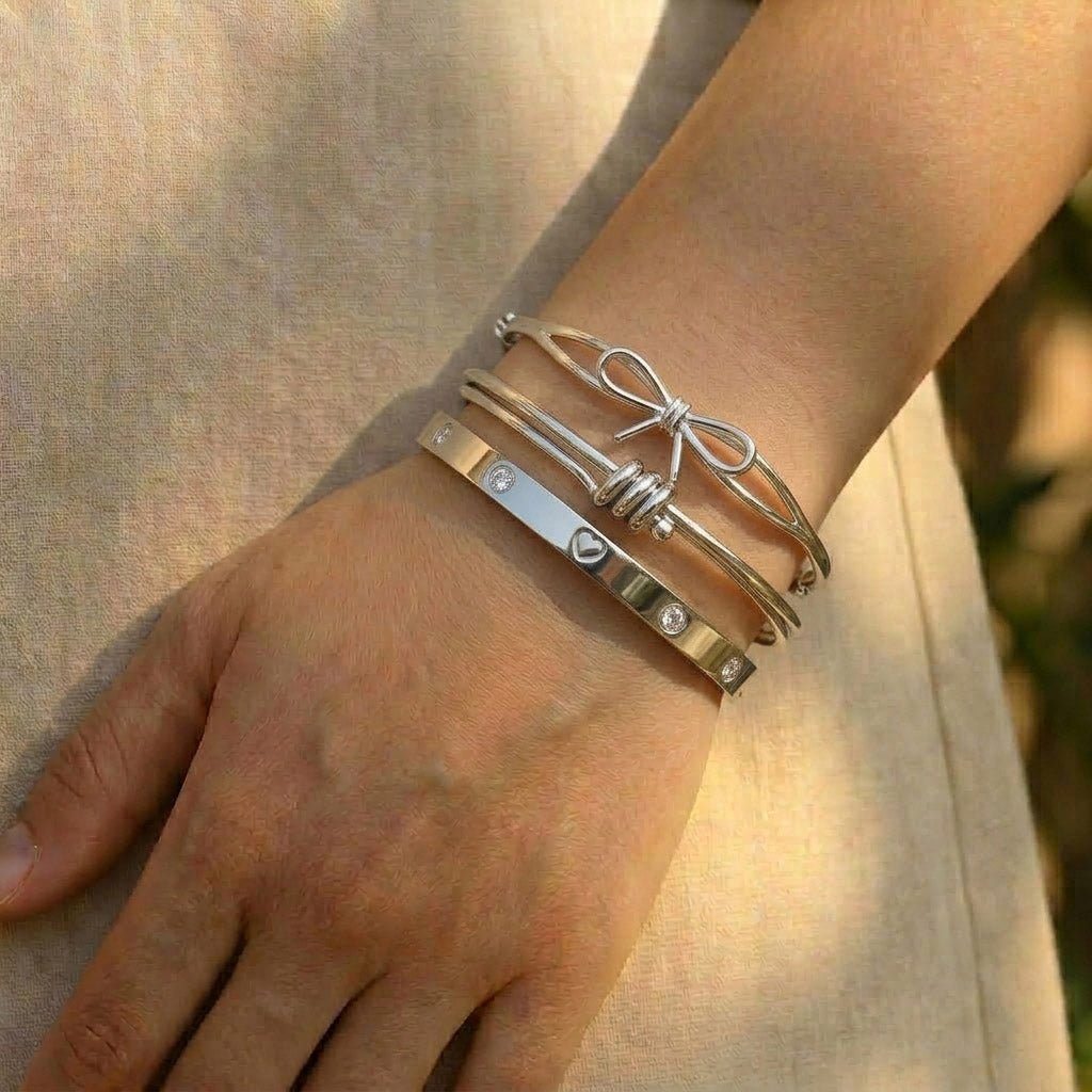 Silver Bowline Bangle Stack - Upakarnaproduct_type