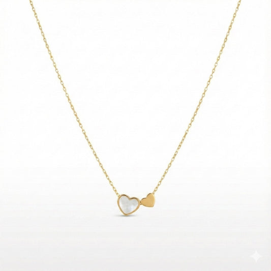 Soulmate Hearts Necklace, golden