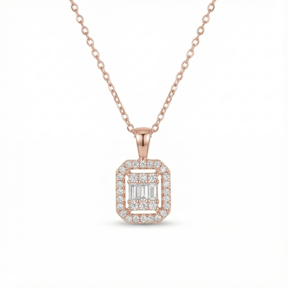 Square Cut Solitaire Necklace - Upakarnaproduct_type