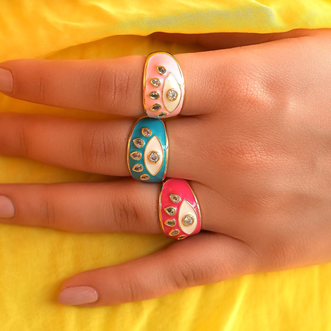 Studded Evil Eye Ring - Upakarnaproduct_type