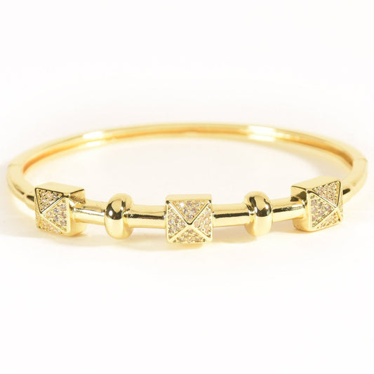 Studded Sparkle Square Bangle, golden
