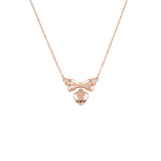 Sweetheart Bow Necklace, rose gold