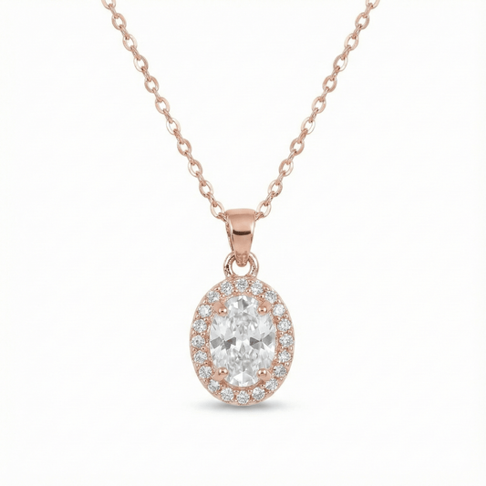 Timeless Oval Diamond Necklace, rose gold