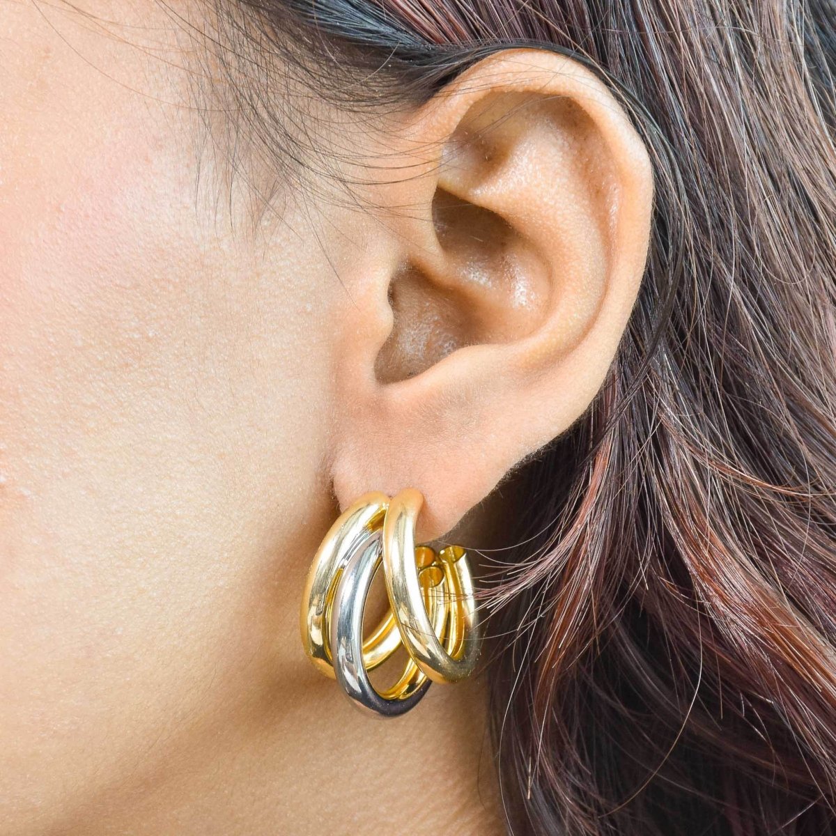 Triple Dual - Tone Hoops - Upakarnaproduct_type