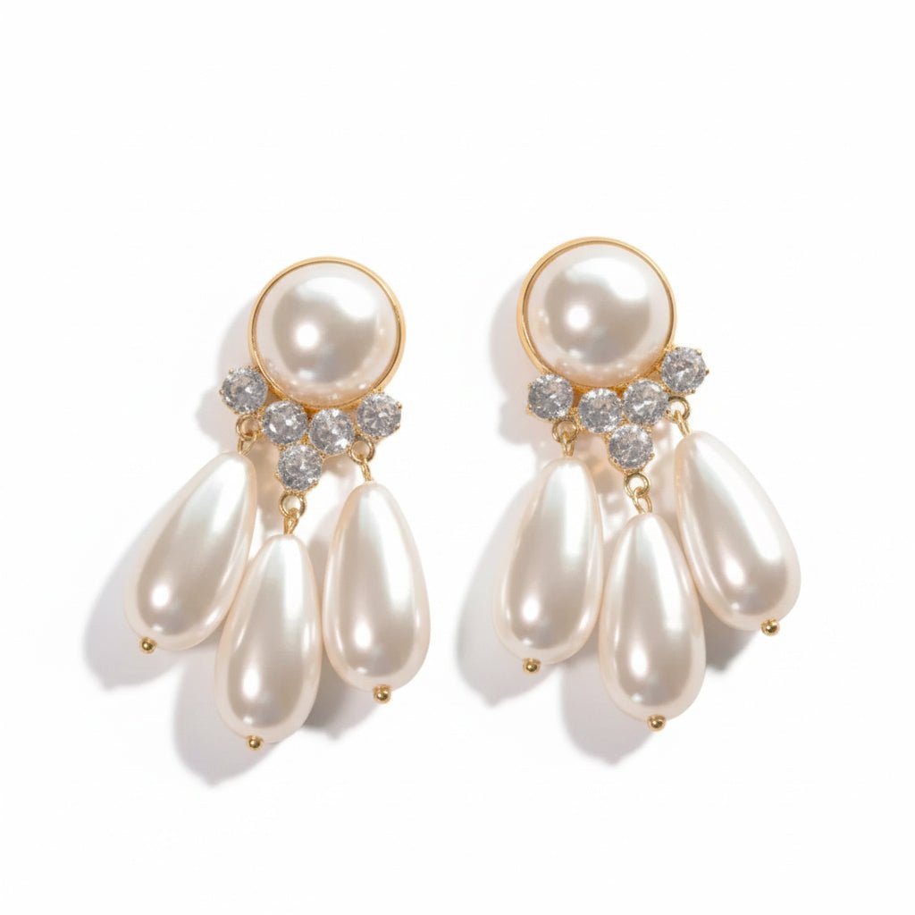 Triple Teardrop Pearl Earring - Upakarnaproduct_type