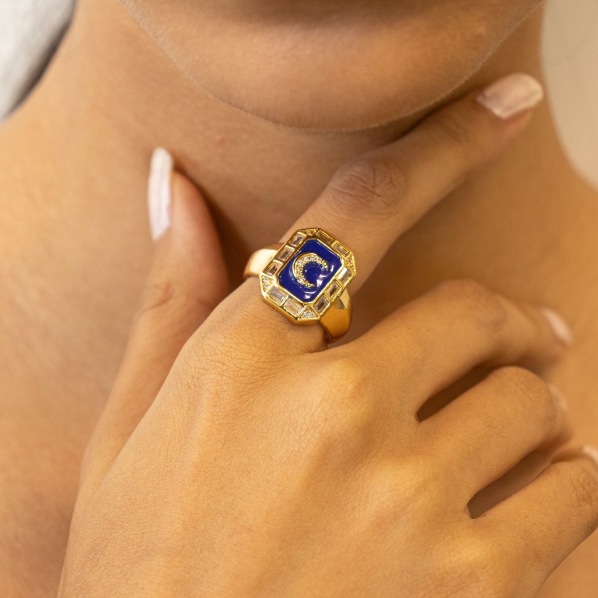 Multi-colour gemstone ring with a radiant statement stone and an anti-tarnish finish, available in vibrant shades, perfect for everyday wear, elegant styling, and statement looks.