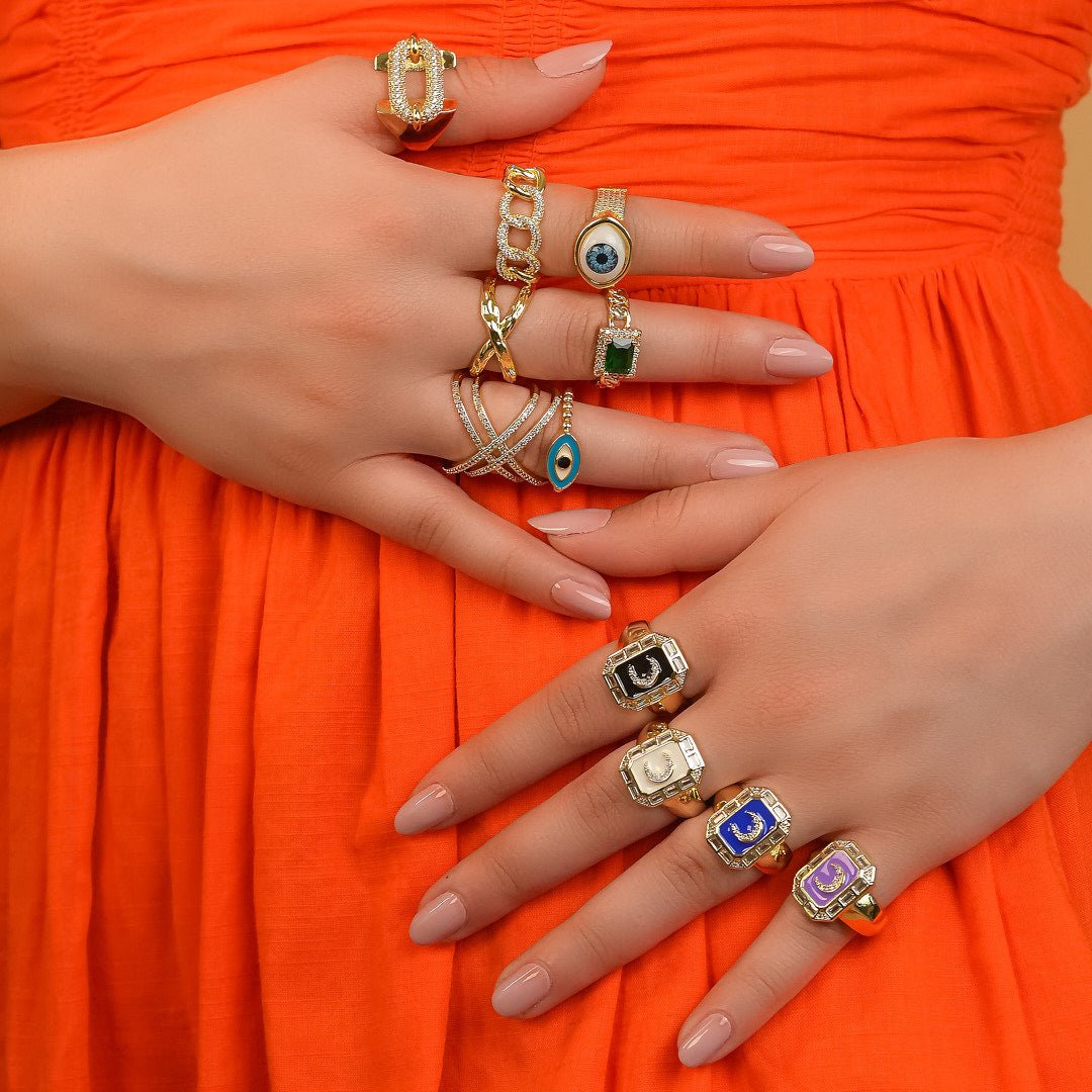 Multi-colour gemstone ring with a radiant statement stone and an anti-tarnish finish, available in vibrant shades, perfect for everyday wear, elegant styling, and statement looks.