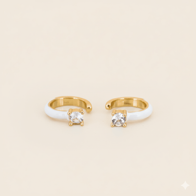 White Stone Ear Cuffs Earrings