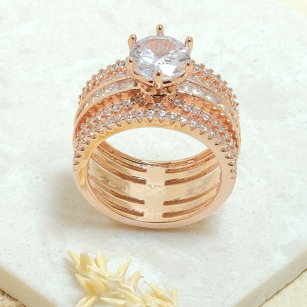 Rosegold Broad Diamond Ring - Upakarna Jewelry