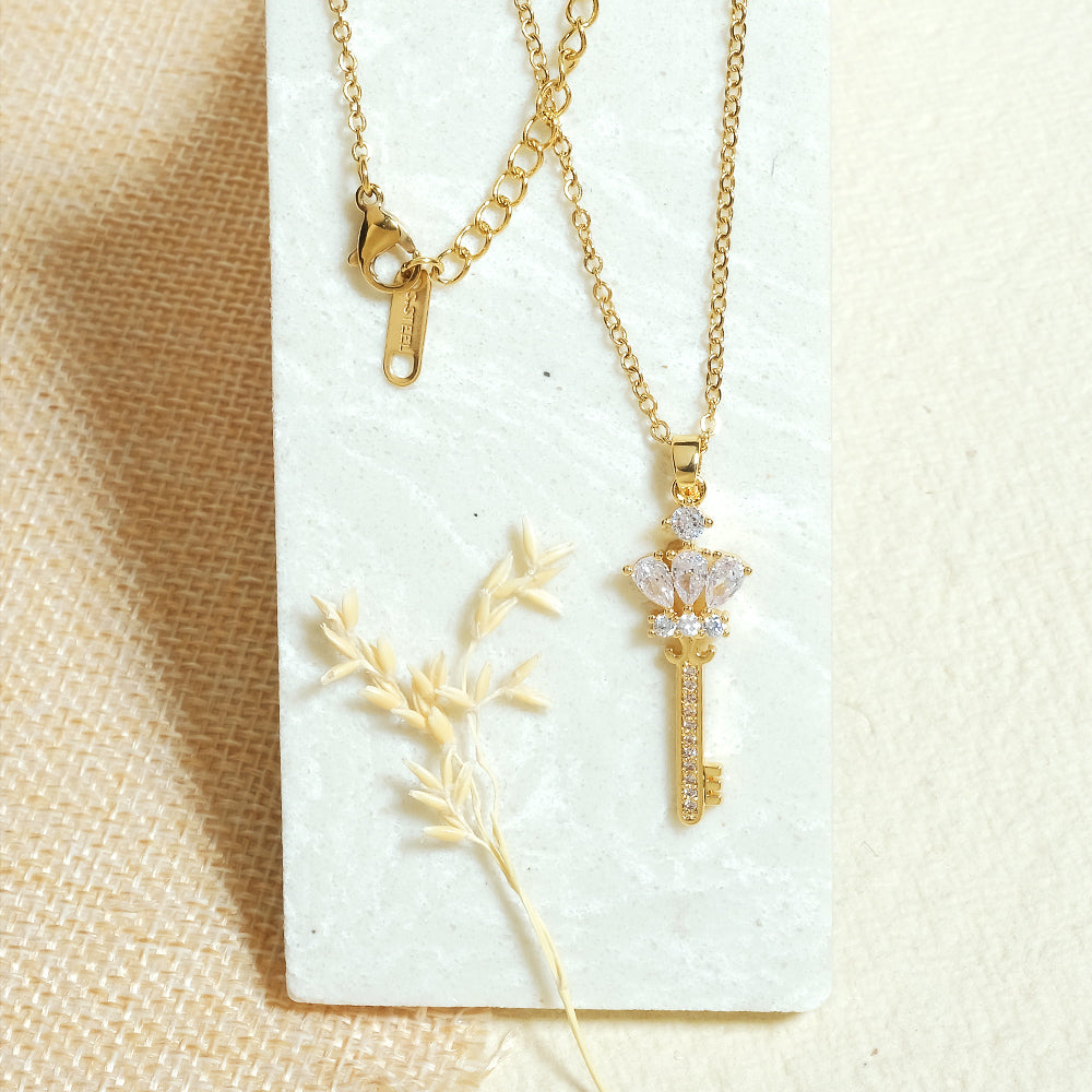 Crown hot sale key necklace