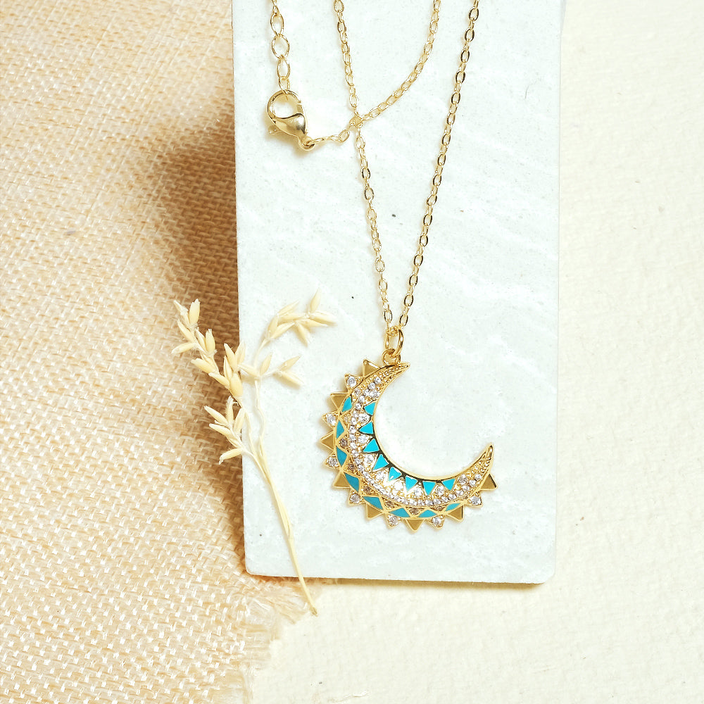 Half Moon Studded Necklace