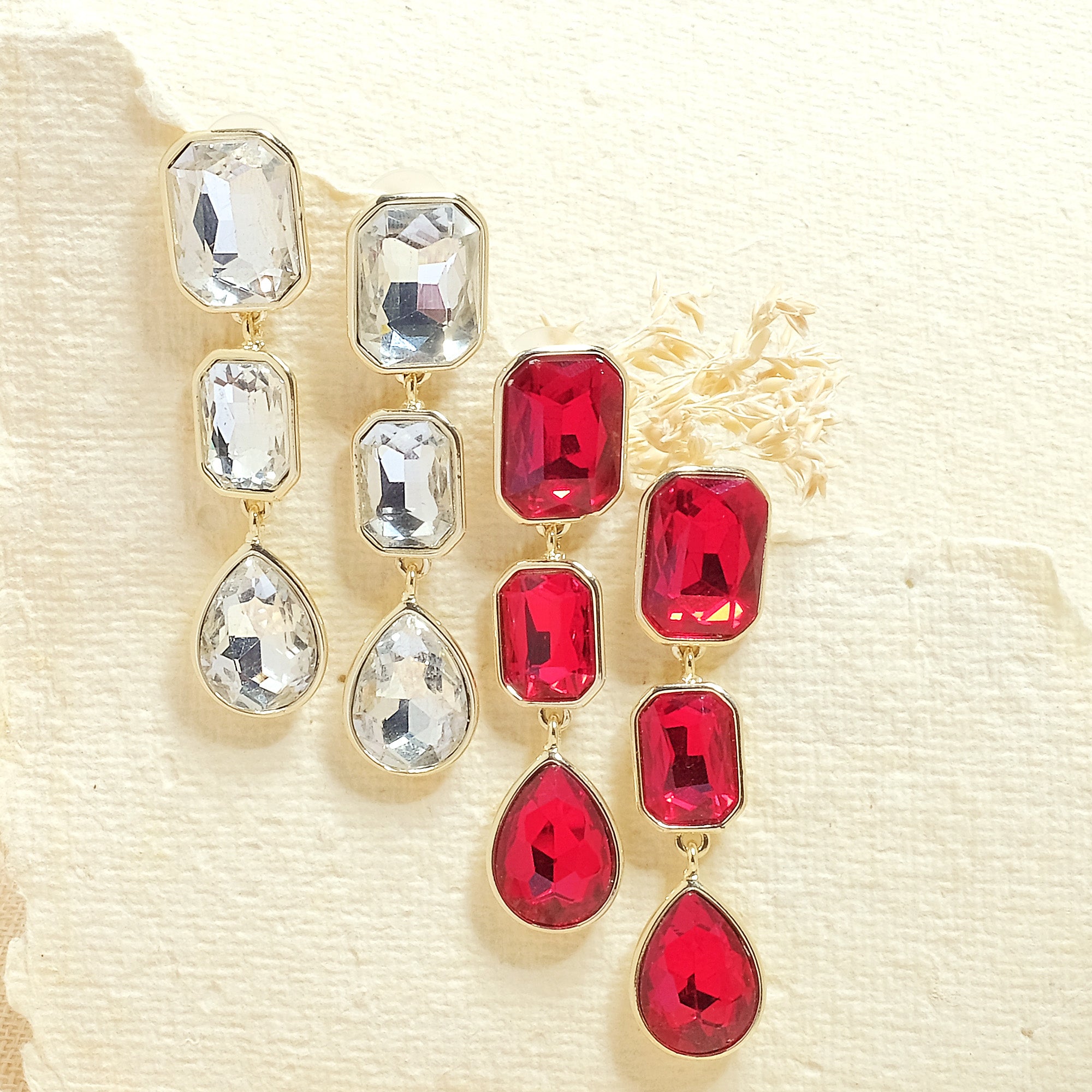 Crystal Droplet Earrings - Upakarna Jewelry