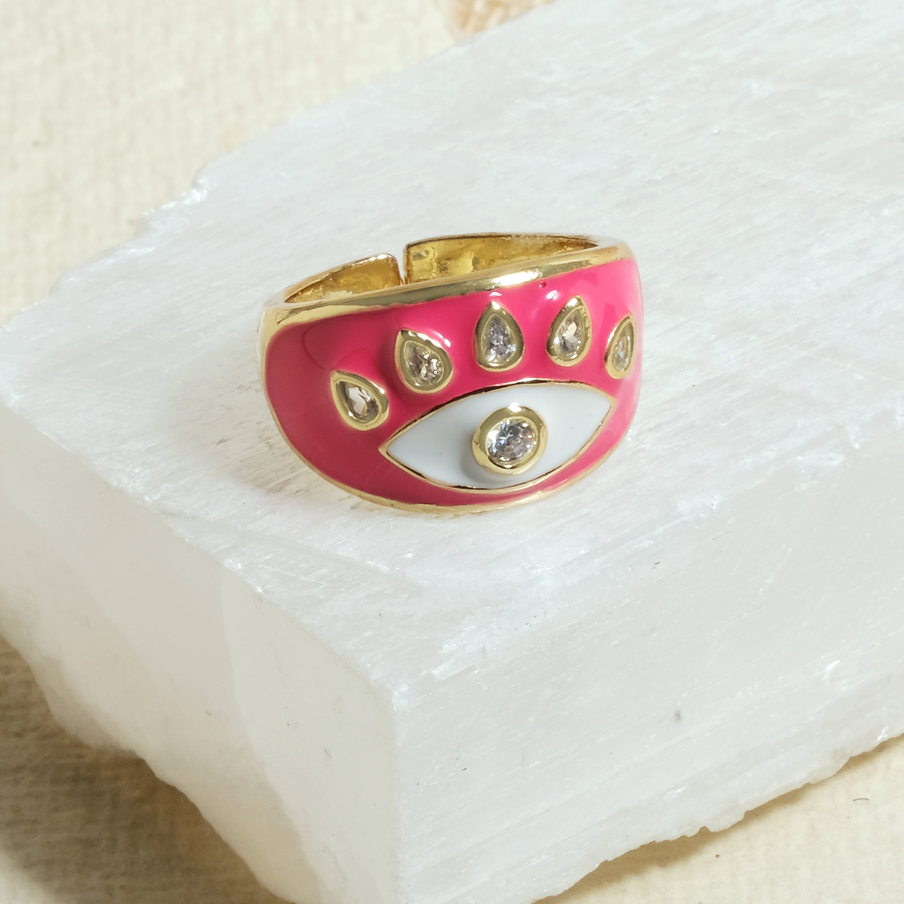 Studded Evil Eye Ring