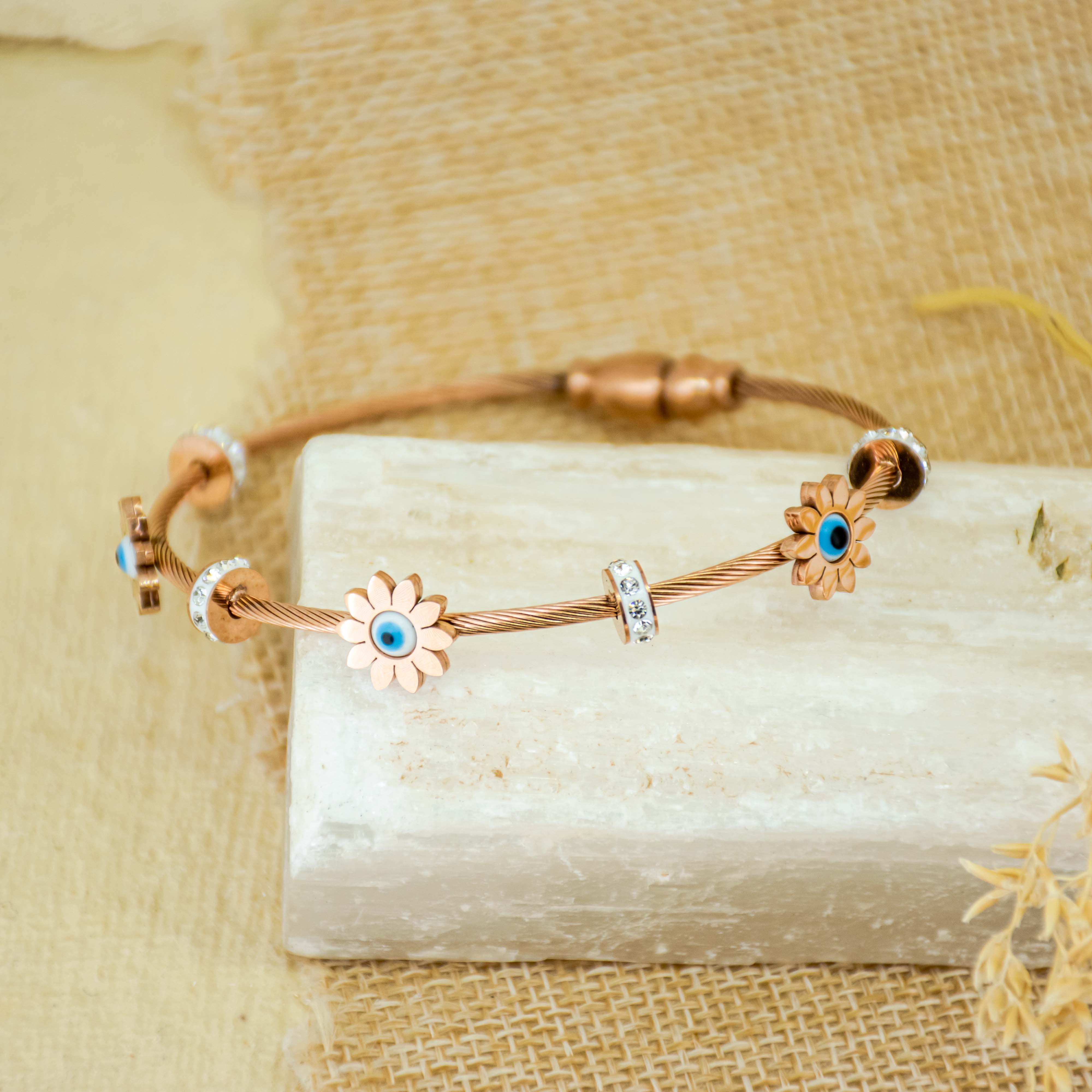 Flower Evil Eye Bangle