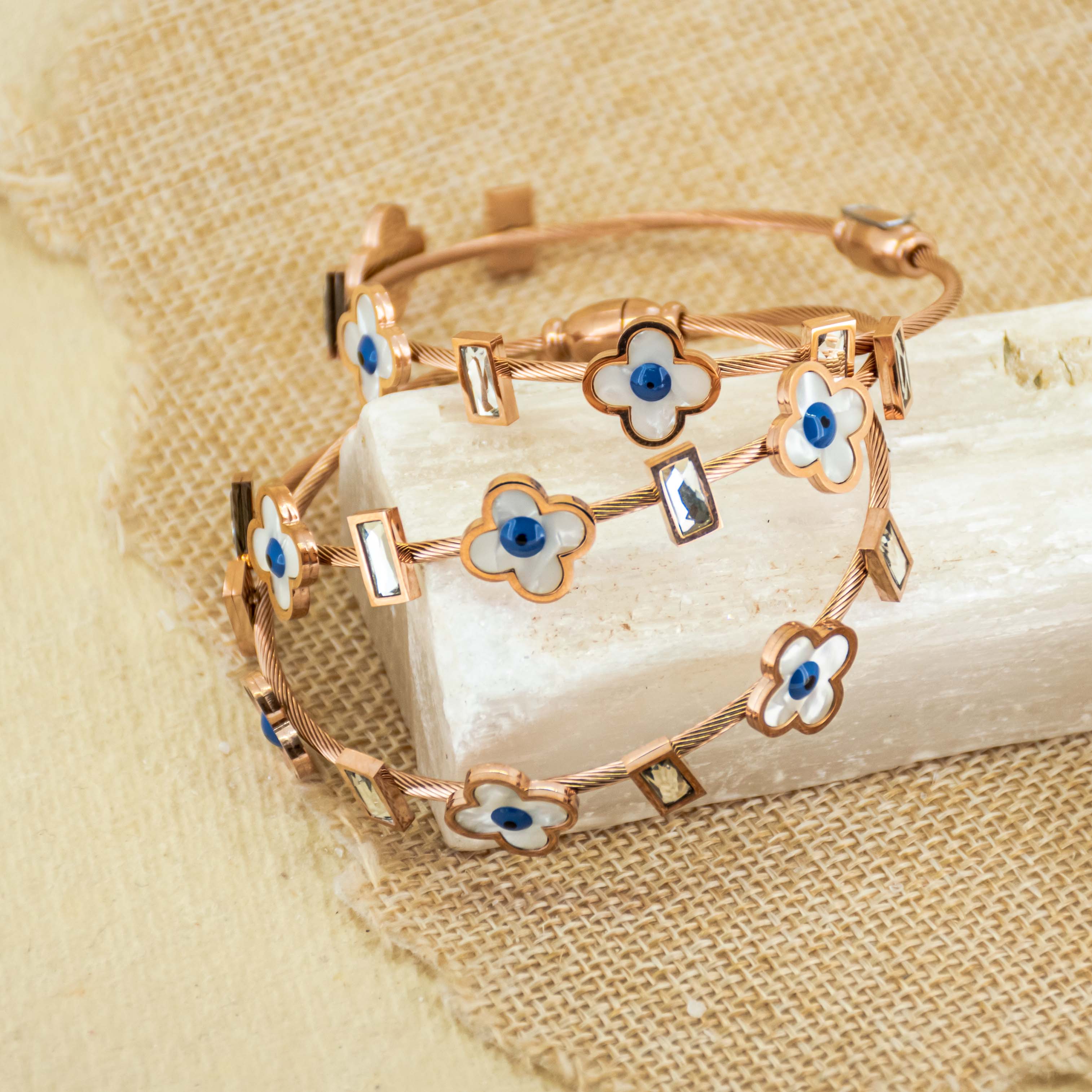 Mother Of Pearl Flower Bangle