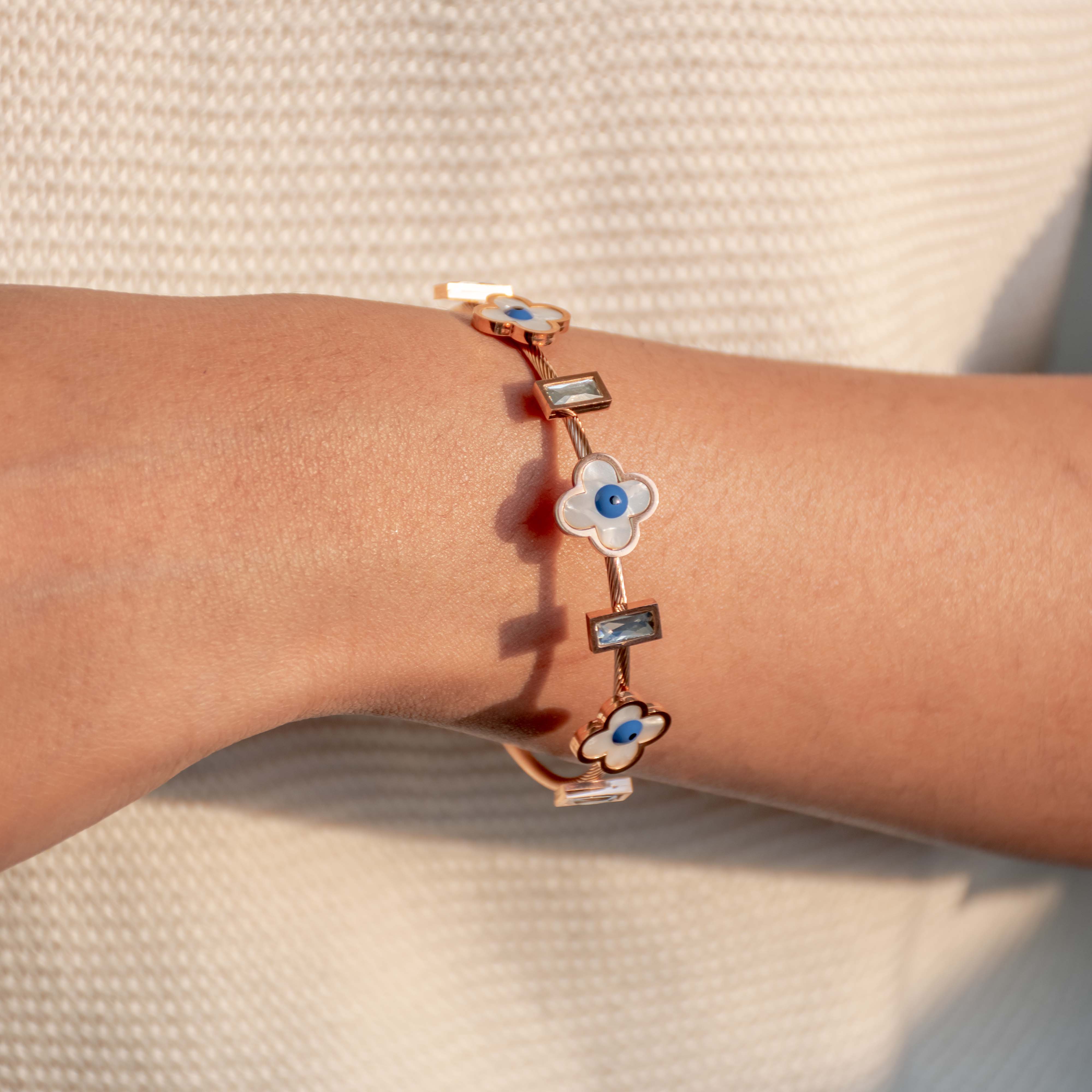 Mother Of Pearl Flower Bangle