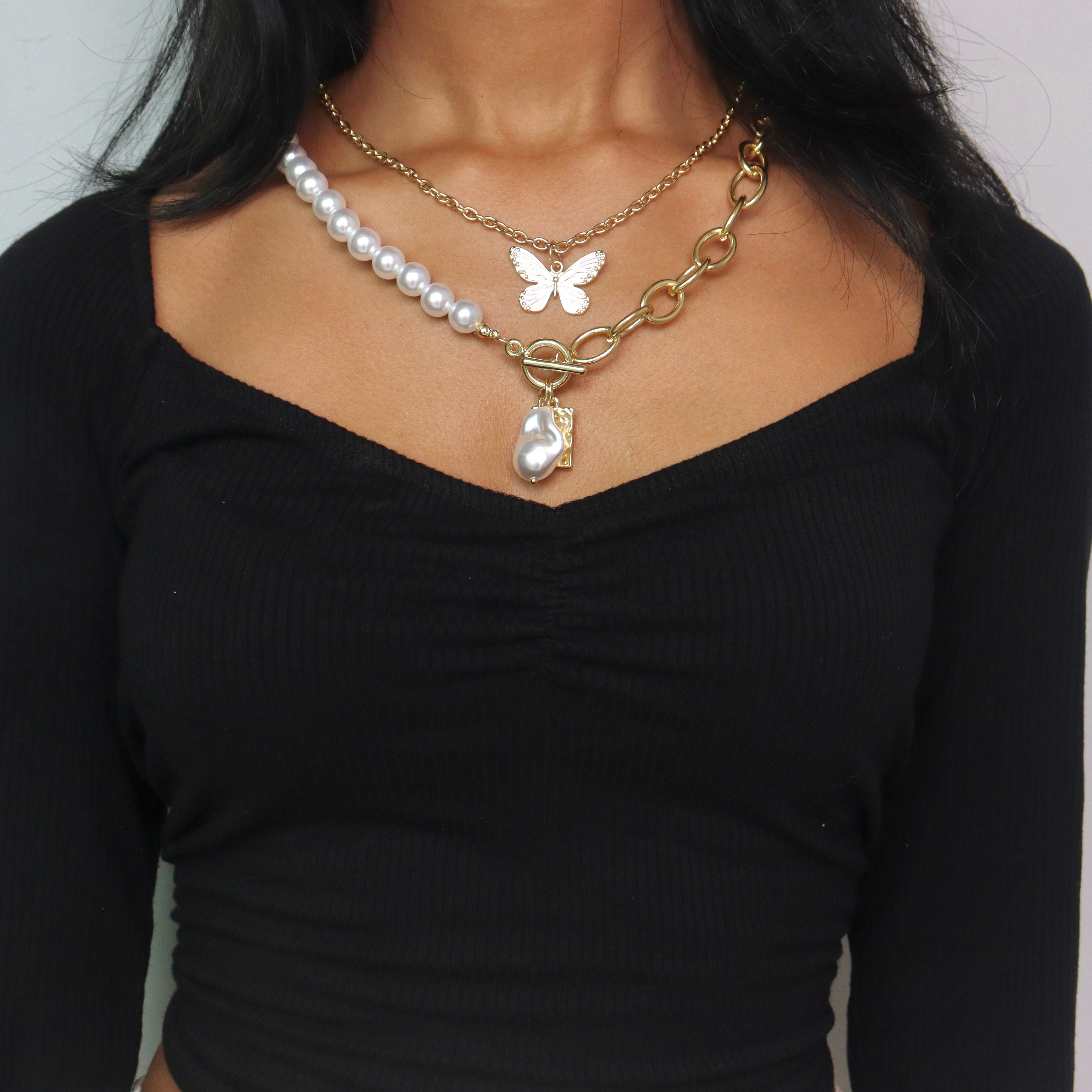 Butterfly Pearl Dance Necklace
