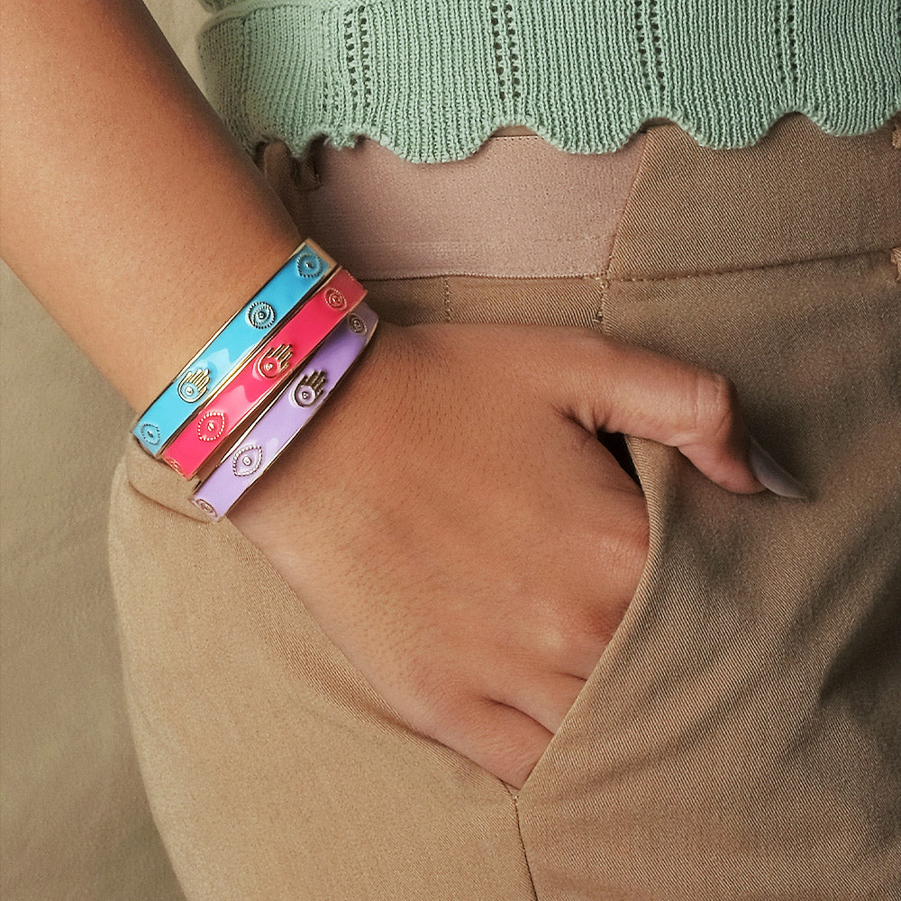 Pastel Hamsa Evil Eye Cuffs
