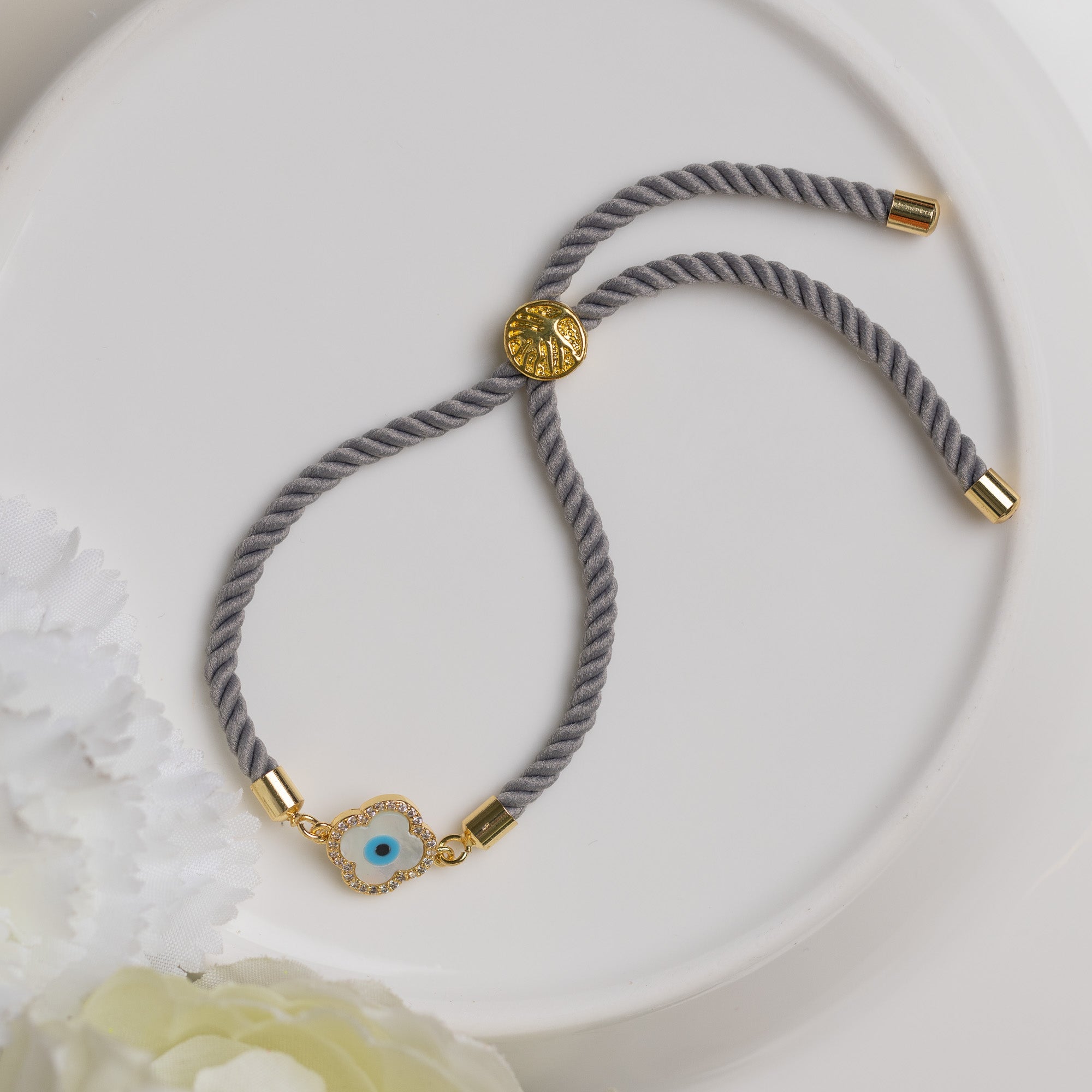 Flower Grey Evil Eye Bracelet Edition 5 - Upakarna Jewelry