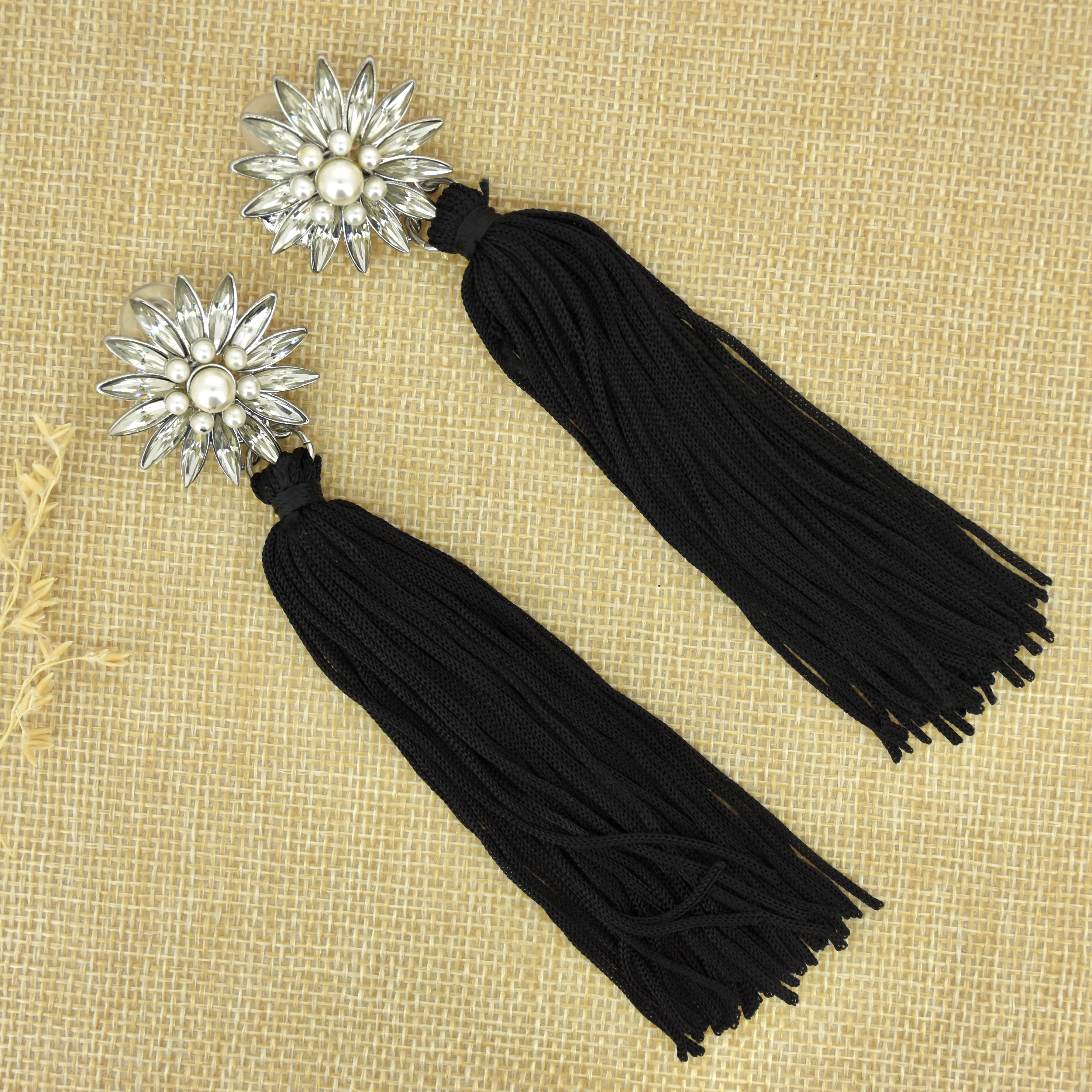 Midnight Sunflower Thread Earrings