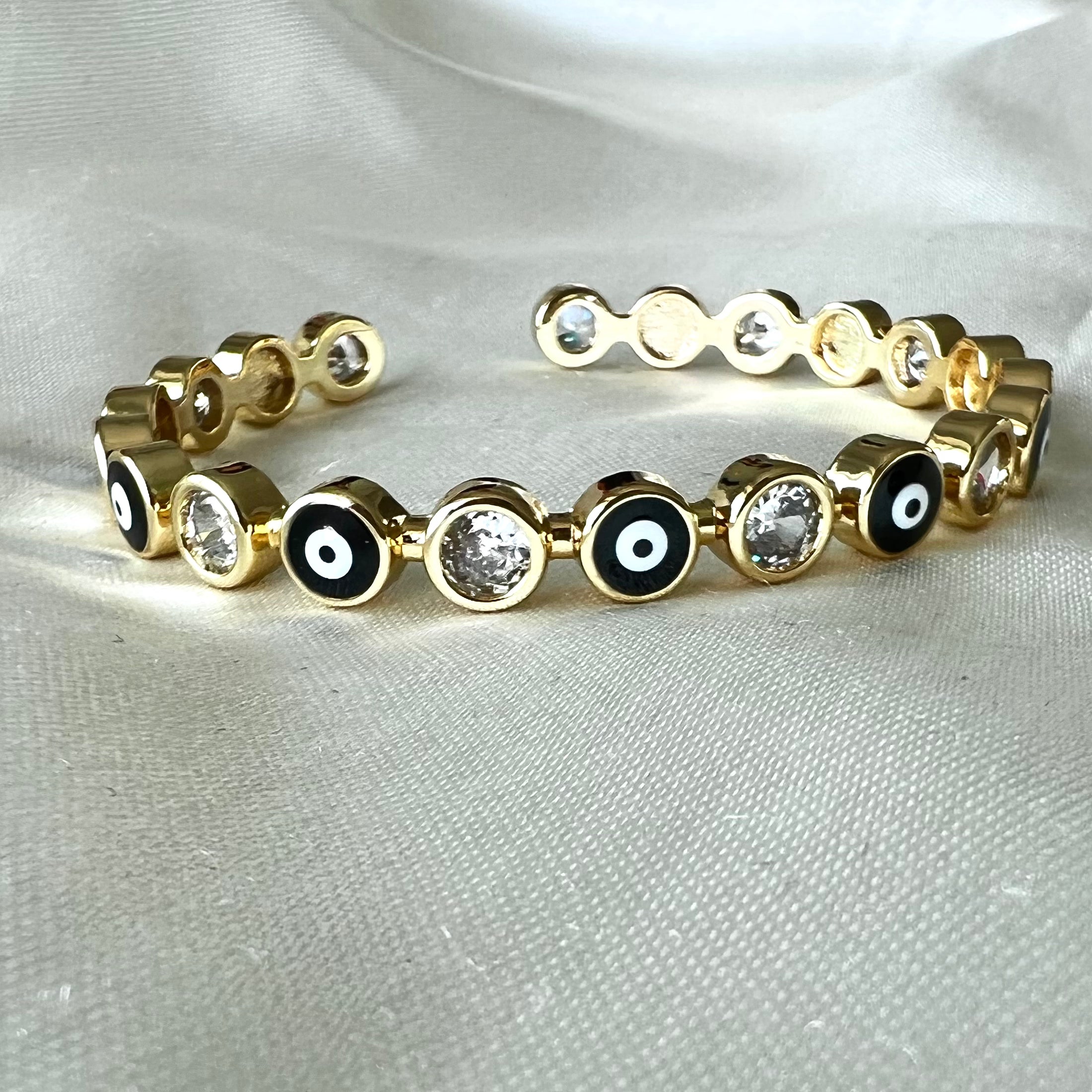 Black Evil Eye Cuff Bangle - Upakarna Jewelry
