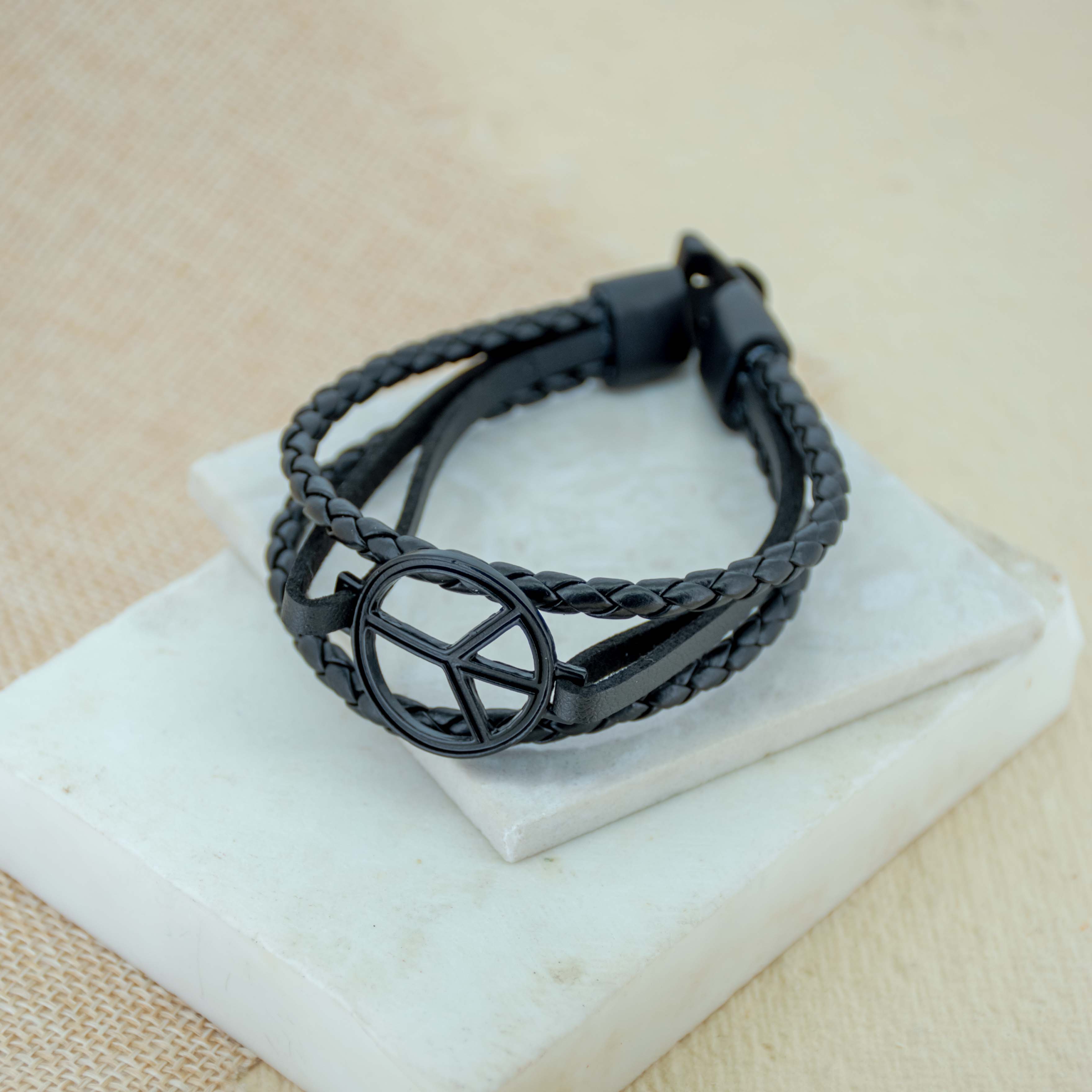 Peace Black Triple Layered Bracelet