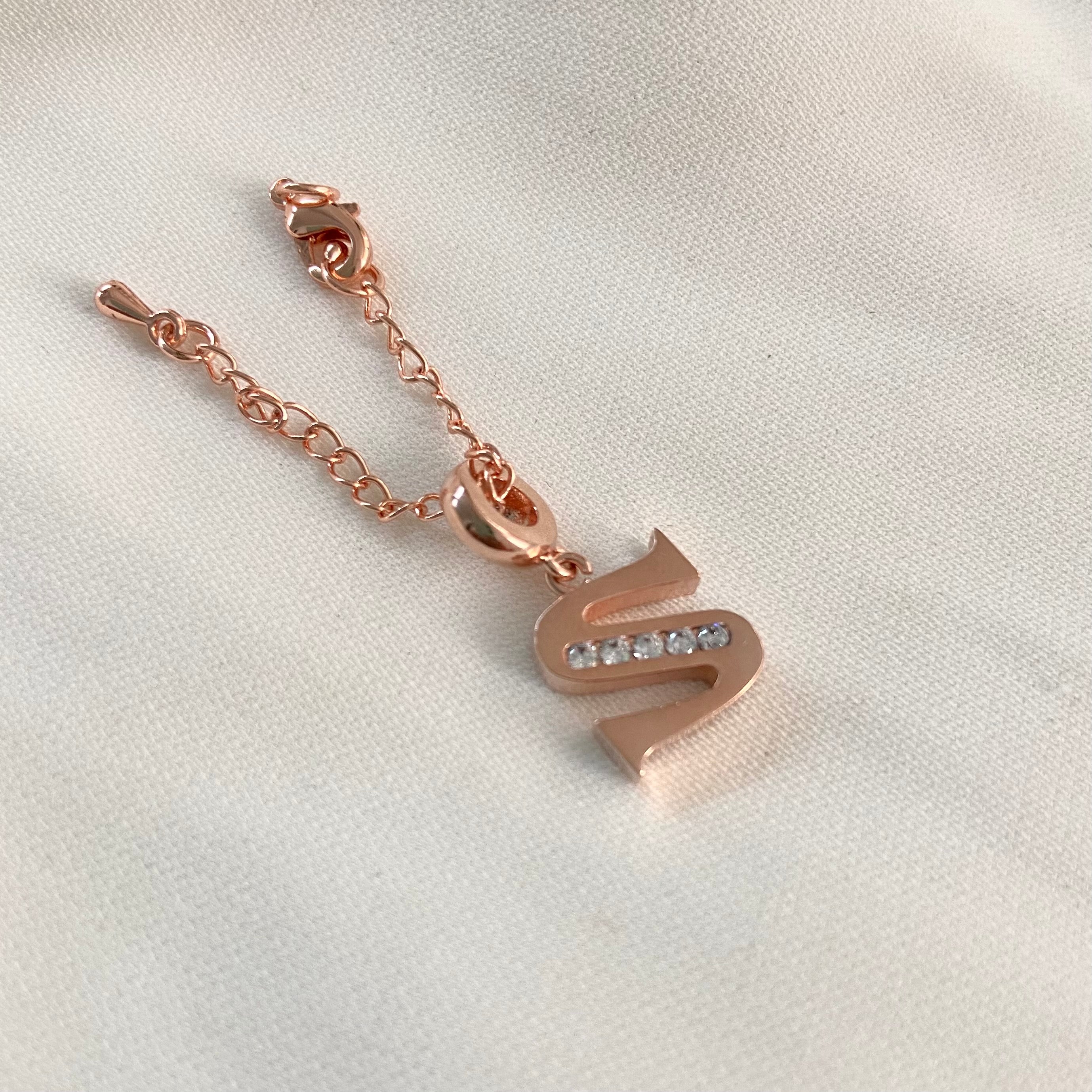 S Rosegold Initial Watch Charm - Upakarna Jewelry
