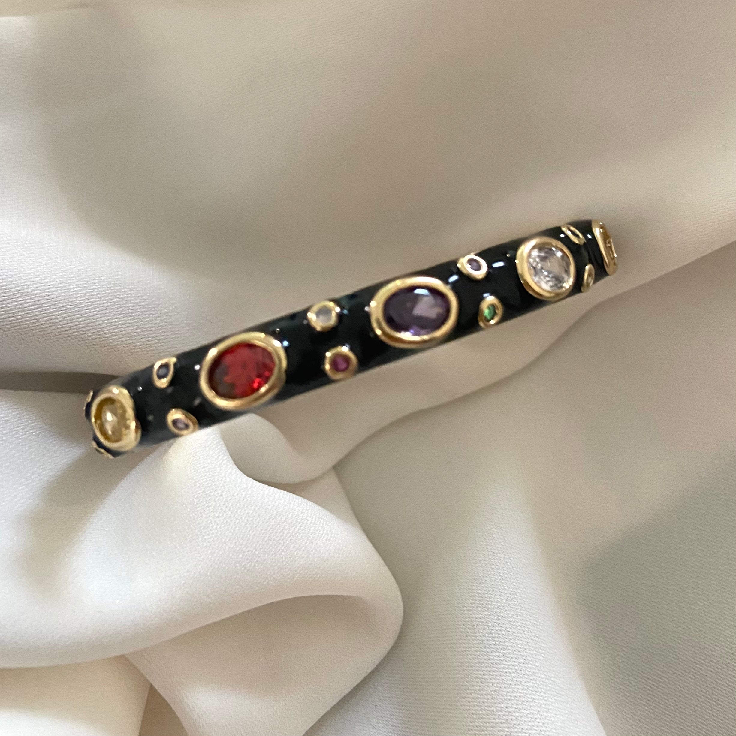 Black Pastel Rainbow Bangle Cuffs - Upakarna Jewelry